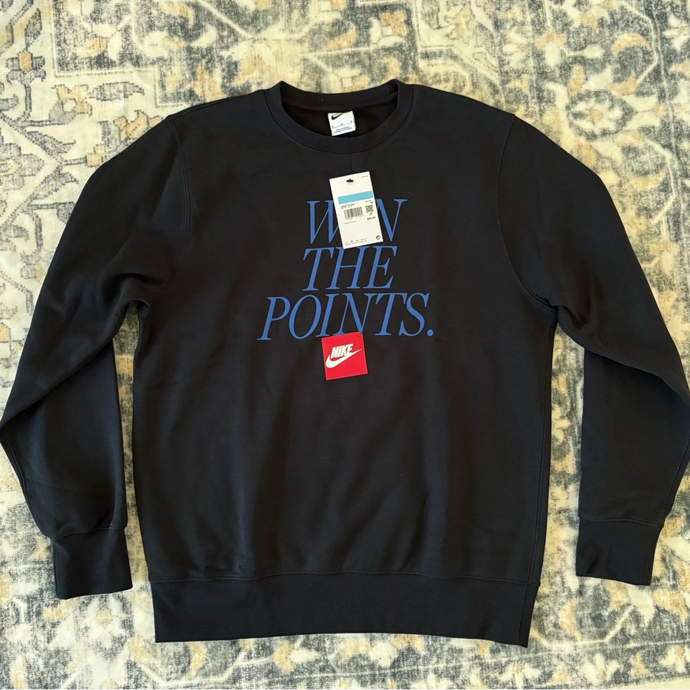 Nike Men's Black and Blue Crewneck Sweater